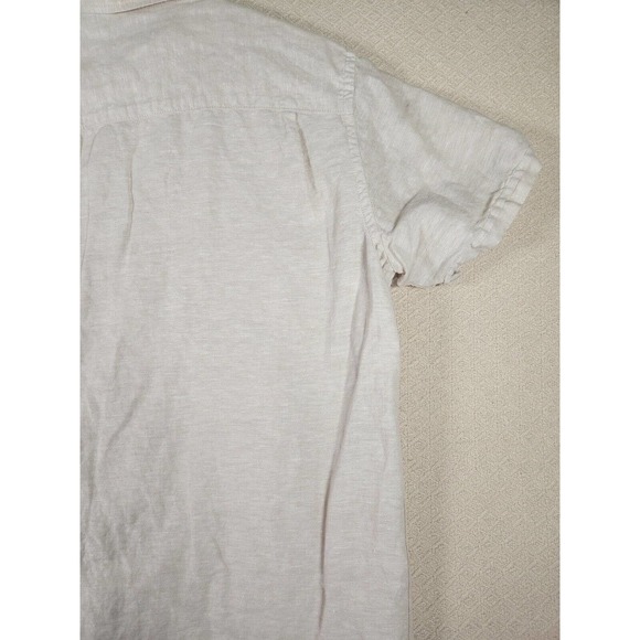 Axist Shirt Mens Medium M Linen Blend Button Up Short Sleeve Tan Regular Fit - Picture 10 of 11